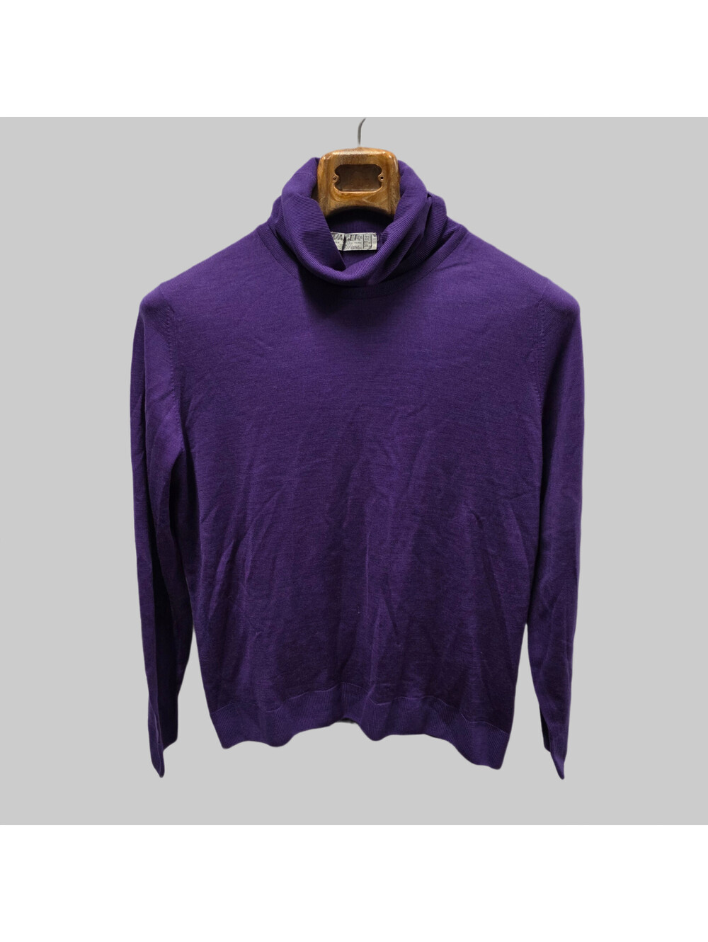Jaeger Elegant purple Merino 100% Wool Turtleneck Sweater 19 x 24 S
